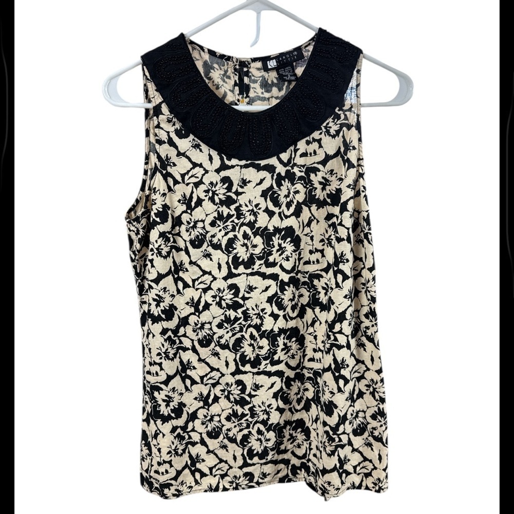 Carole Little linen blend sleeveless top size small